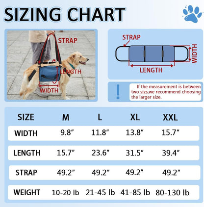 Dog Carry Sling, Emergency Backpack Pet Legs Support & Rehabilitation Dog Lift Harness for Nail Trimming, Dog Carrier for Senior Dogs Joint Injuries, Arthritis, up and down Stairs(2Xl, Blue)