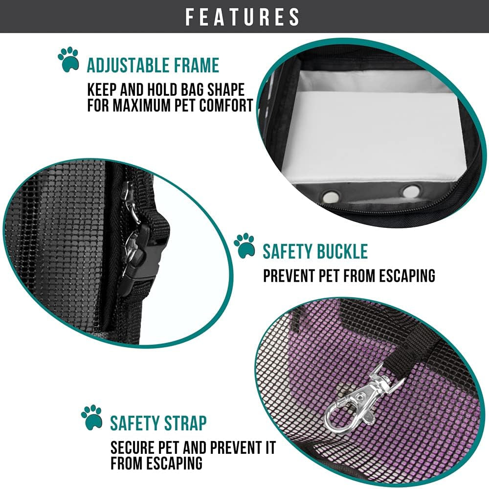 Dog Purse Carrier for Small Dogs, Airline Approved Soft Sided Pet Carrier with Pockets, Ventilated Dog Carrying Bag for Puppy Cat, Dog Travel Supplies Bag, Sherpa Bed, Max 12 Lbs, Purple