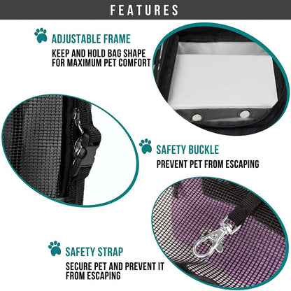 Dog Purse Carrier for Small Dogs, Airline Approved Soft Sided Pet Carrier with Pockets, Ventilated Dog Carrying Bag for Puppy Cat, Dog Travel Supplies Bag, Sherpa Bed, Max 12 Lbs, Purple